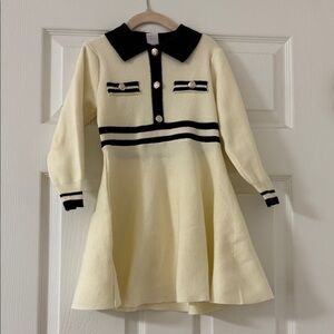 Cream and Black Kids Dress